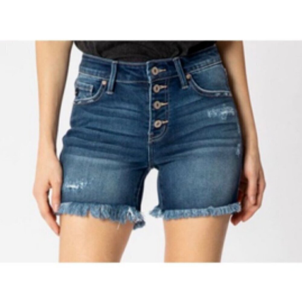 KanCan Zelda High Rise Plus Size High Rise Button Fly Jean Denim Shorts 3XL - Picture 1 of 9